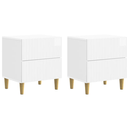Nattbordskap med skuff 2 pcs Høgglans hvit 43 x 34,5 x 48 cm