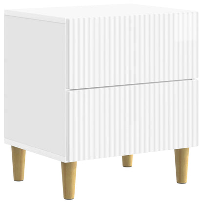Nattbordskap med skuff 2 pcs Høgglans hvit 43 x 34,5 x 48 cm