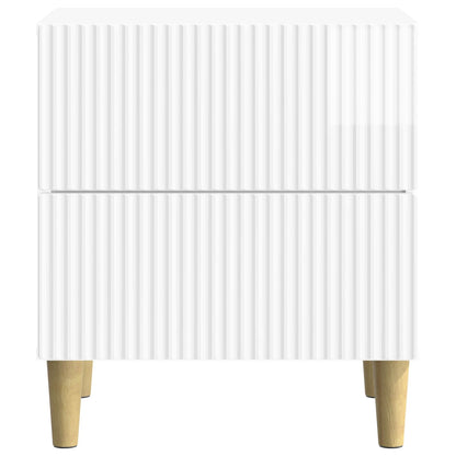 Nattbordskap med skuff 2 pcs Høgglans hvit 43 x 34,5 x 48 cm