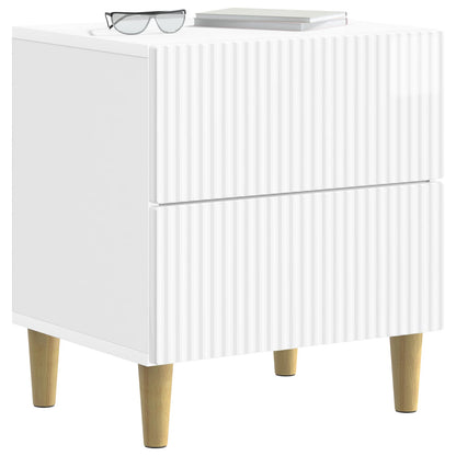 Nattbordskap med skuff 2 pcs Høgglans hvit 43 x 34,5 x 48 cm