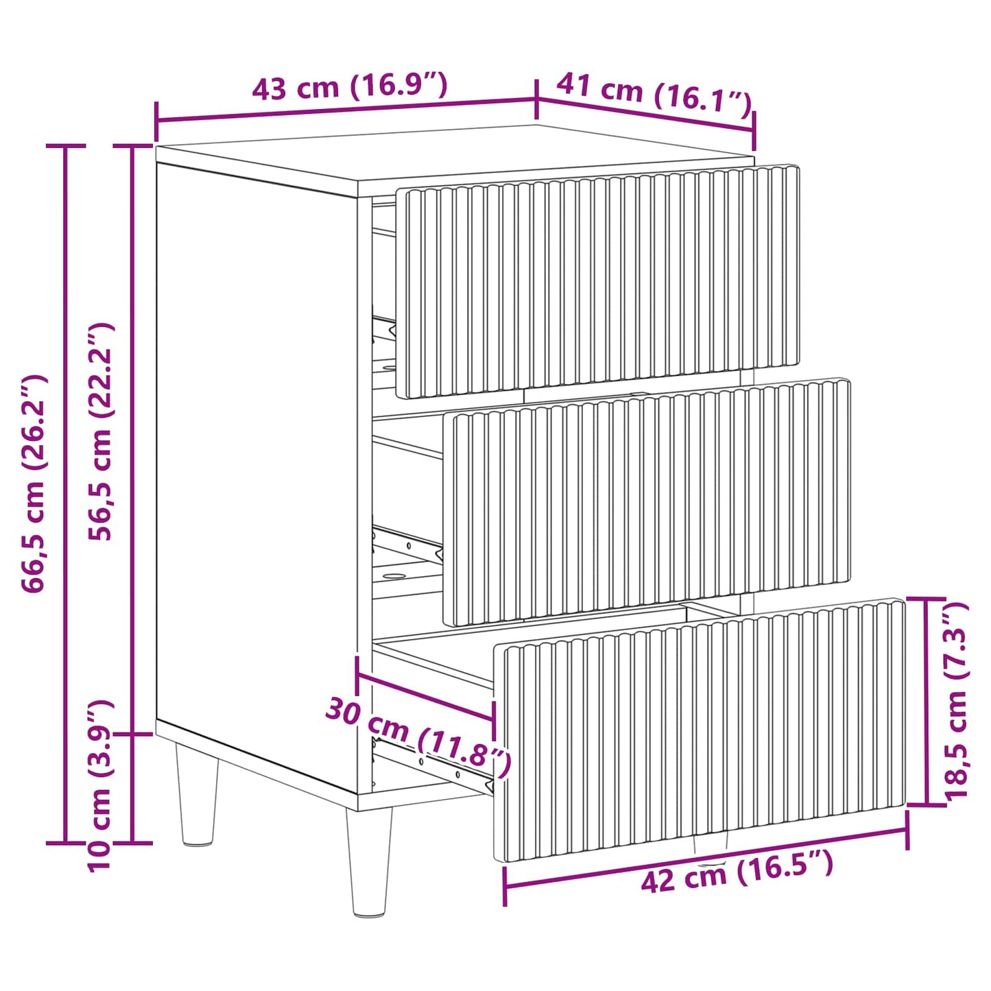 Nattbordskap Artisan eik 43 x 41 x 66,5 cm Konstruert tre