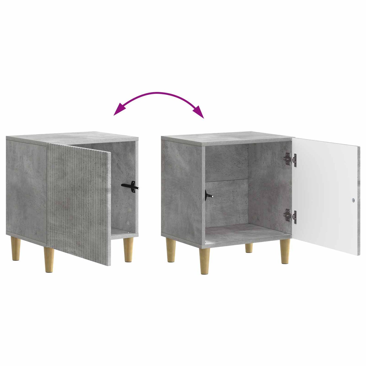 Nattbordskap 2 pcs Betonggrå 43 x 34,5 x 50 cm Konstruert tre