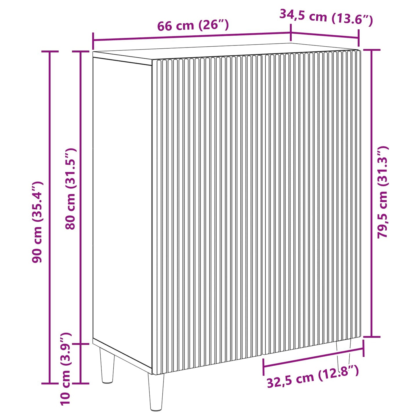 Serviesskap Betonggrå 66 x 34,5 x 90 cm Konstruert tre
