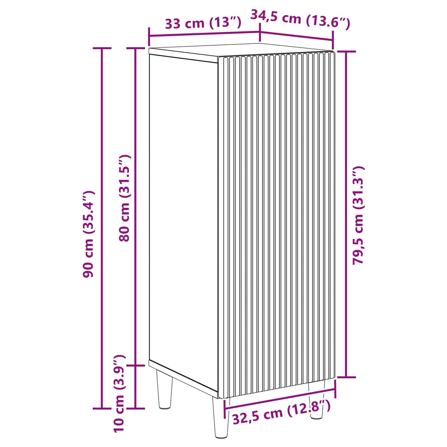 Serviesskap Røkt Eik 33 x 34,5 x 90 cm Konstruert tre