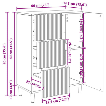Serviesskap Betonggrå 66 x 34,5 x 90 cm Konstruert tre