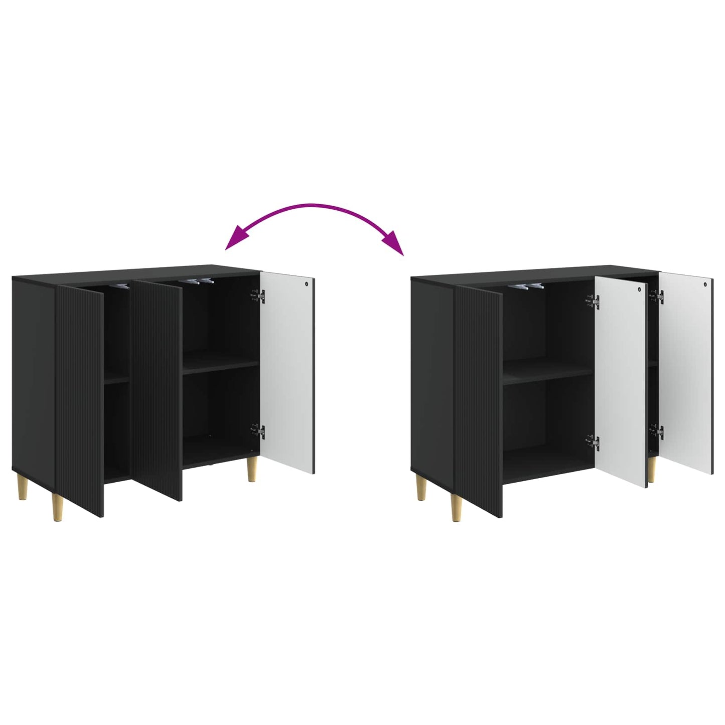 Serviesskap Svart 89 x 34,5 x 80 cm Konstruert tre