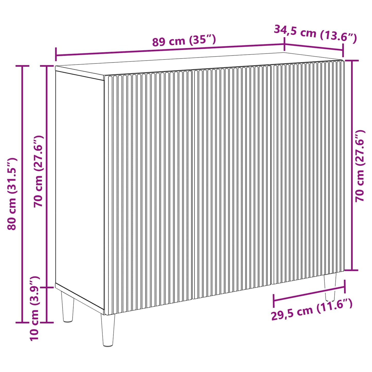 Serviesskap Svart 89 x 34,5 x 80 cm Konstruert tre