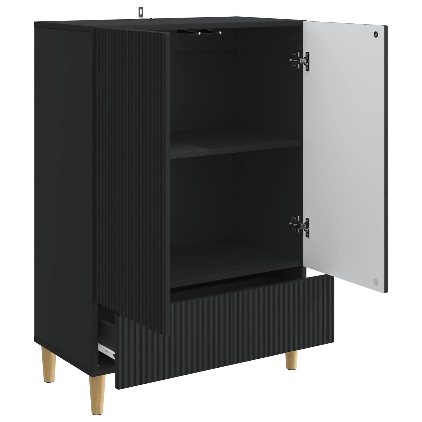 Serviesskap med skuff Svart 66 x 34,5 x 95 cm Konstruert tre