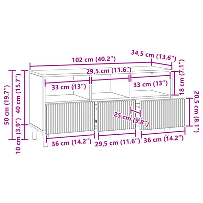 TV-skap med skuff Betonggrå 102 x 34,5 x 50 cm Konstruert tre