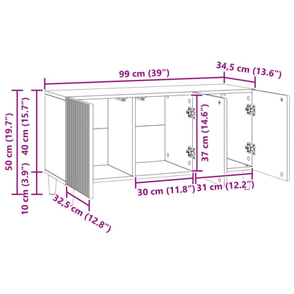 TV-skap Høgglans hvit 99 x 34,5 x 50 cm Konstruert tre