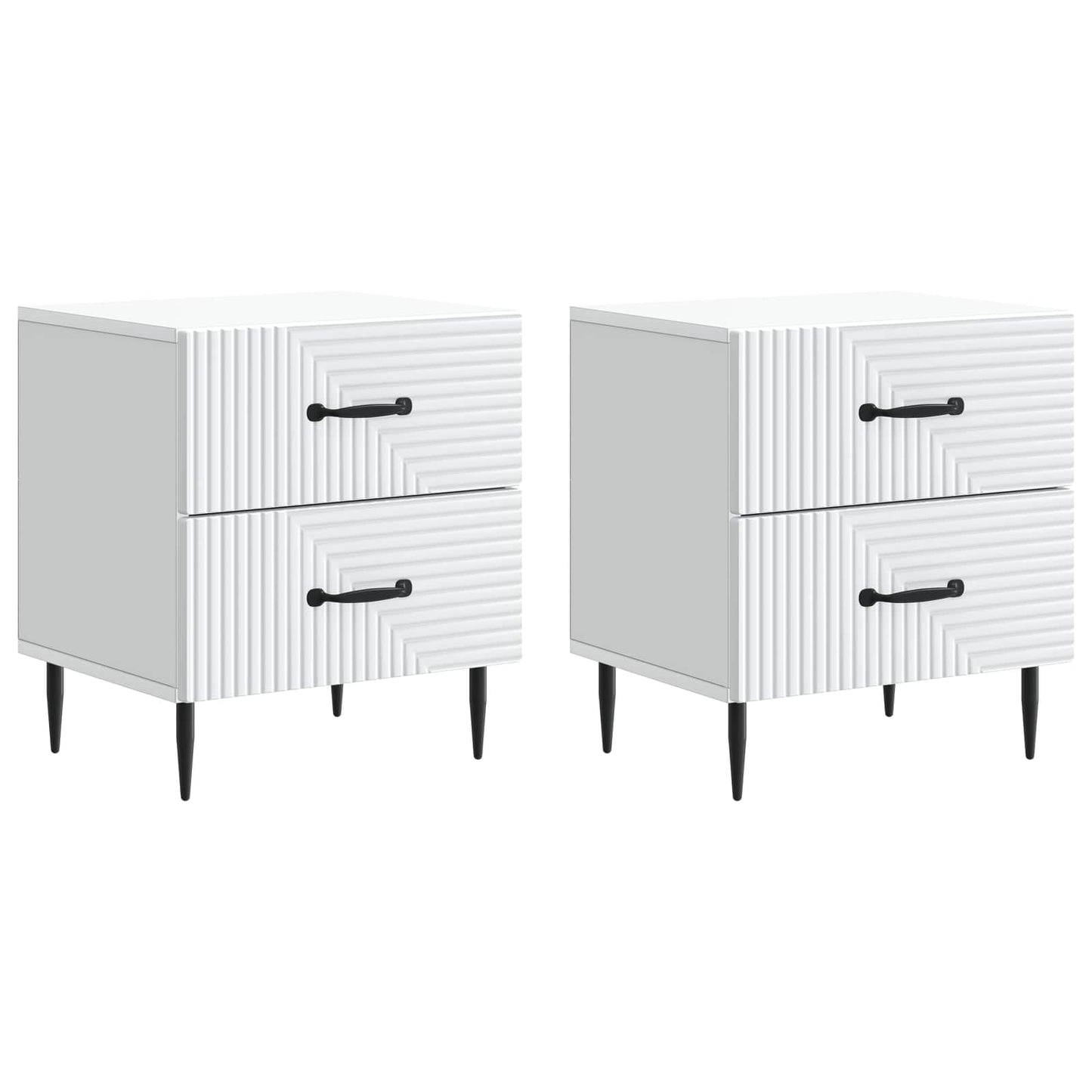 Nattbordskap 2 pcs Hvit 43 x 34,5 x 47,5 cm Konstruert tre