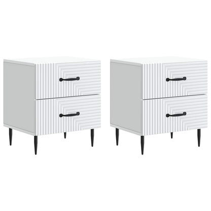 Nattbordskap 2 pcs Hvit 43 x 34,5 x 47,5 cm Konstruert tre