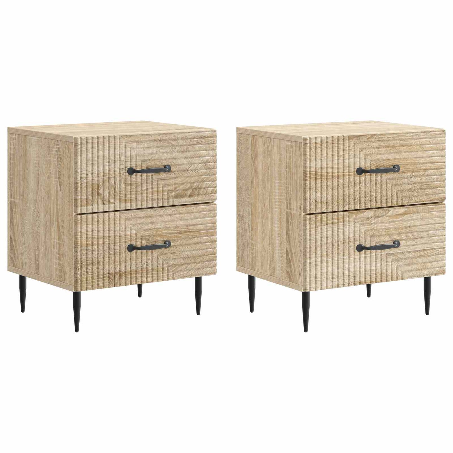 Nattbordskap med skuff 2 pcs Sonoma eik 43 x 34,5 x 47,5 cm