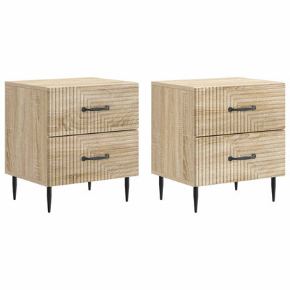 Nattbordskap med skuff 2 pcs Sonoma eik 43 x 34,5 x 47,5 cm