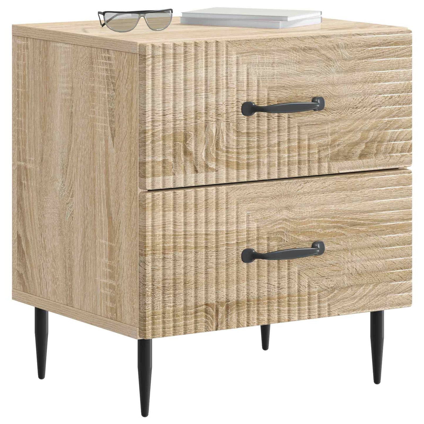 Nattbordskap med skuff 2 pcs Sonoma eik 43 x 34,5 x 47,5 cm