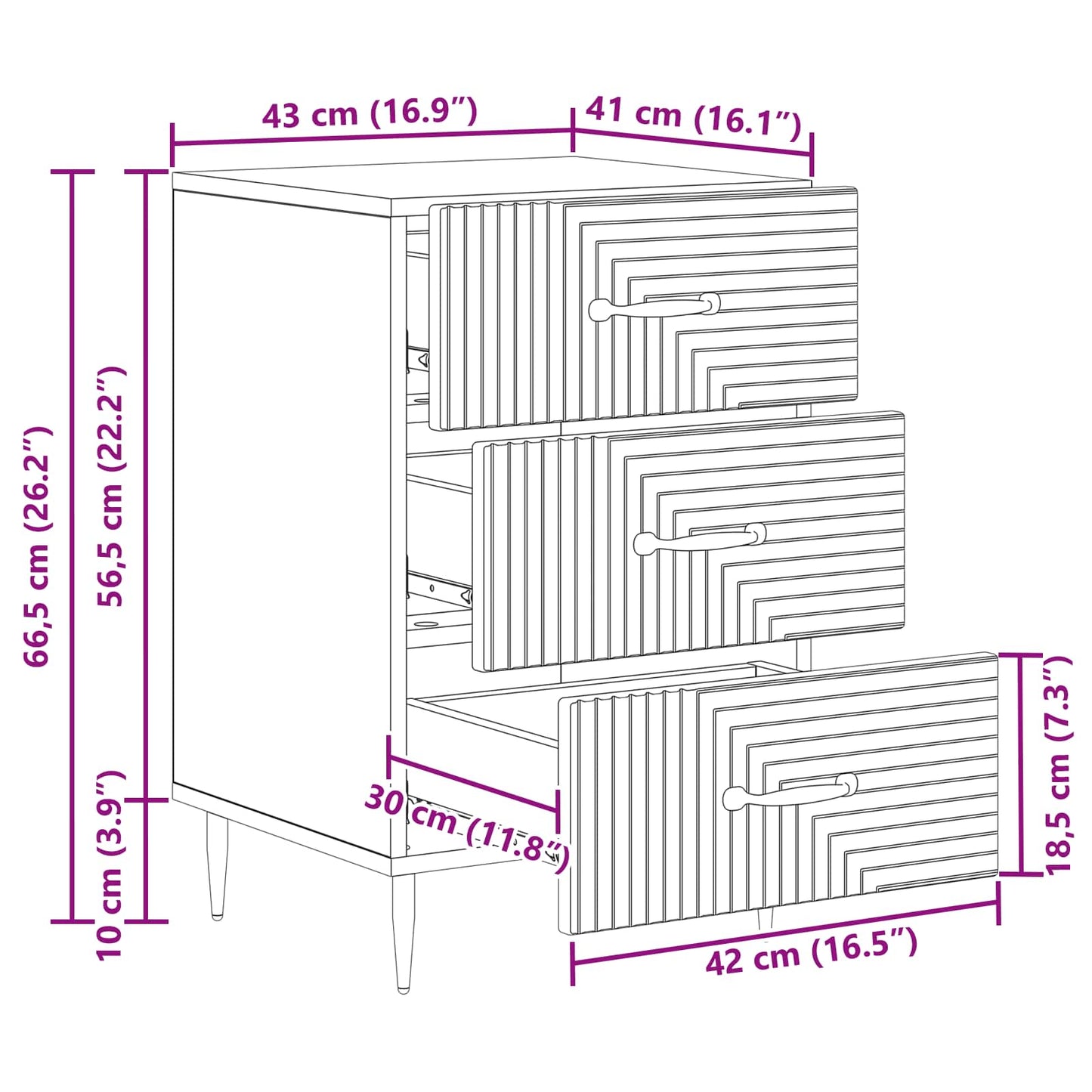 Nattbordskap Sonoma eik 43 x 41 x 66,5 cm Konstruert tre