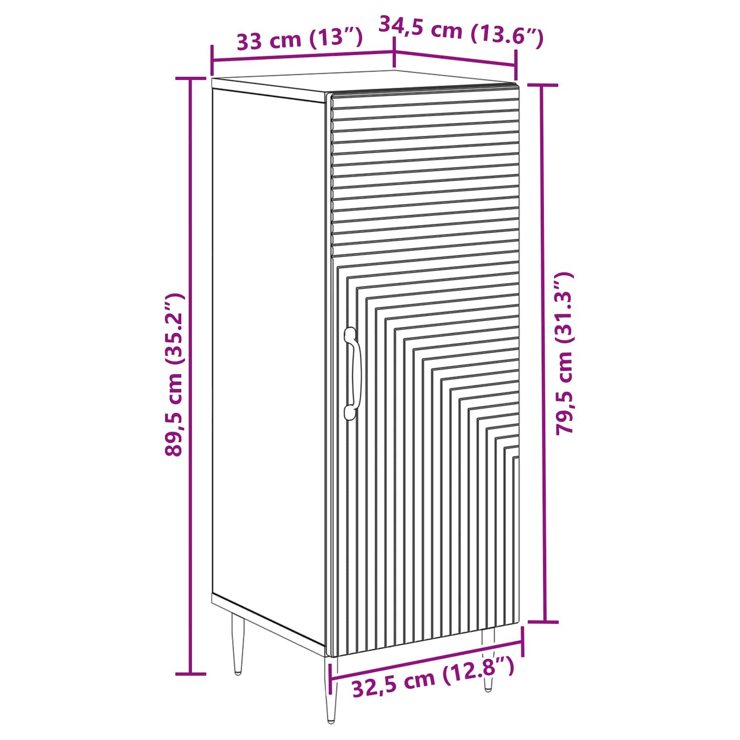 Serviesskap Svart 33 x 34,5 x 89,5 cm Konstruert tre