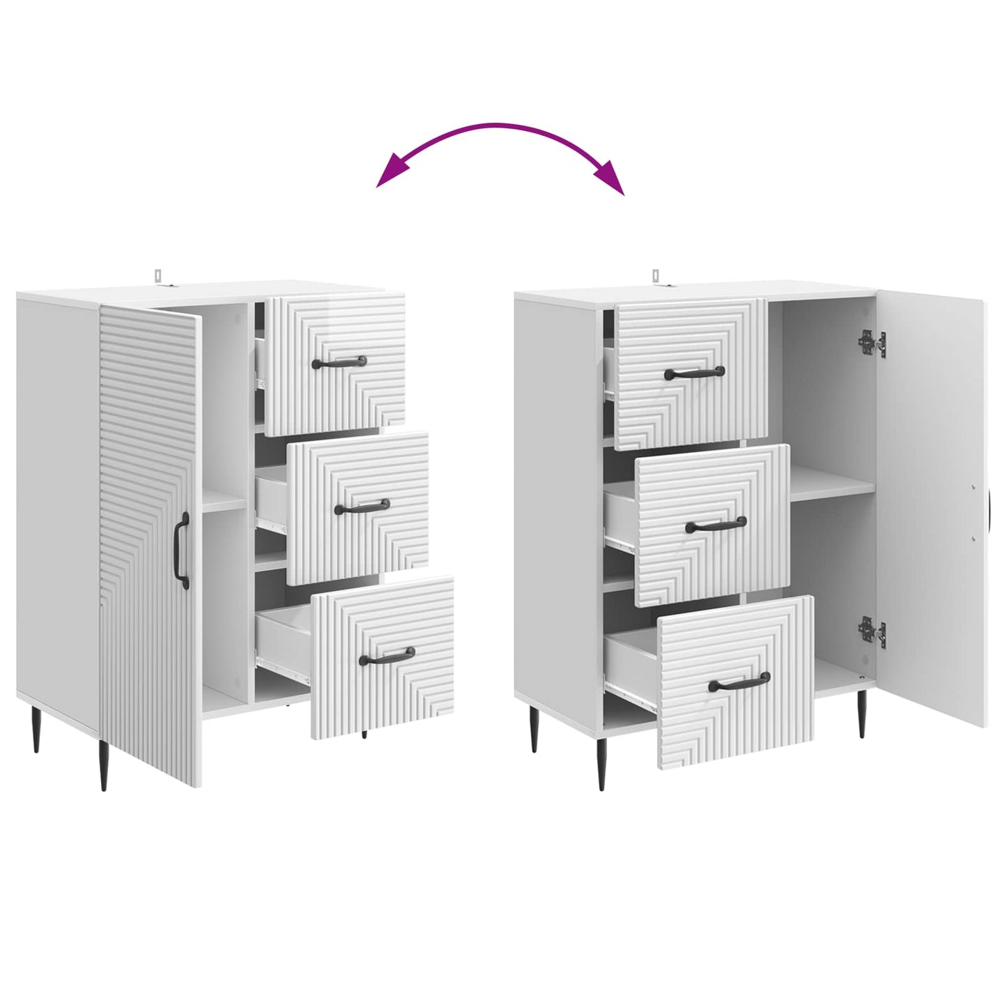 Serviesskap Høgglans hvit 66 x 34,5 x 89,5 cm Konstruert tre