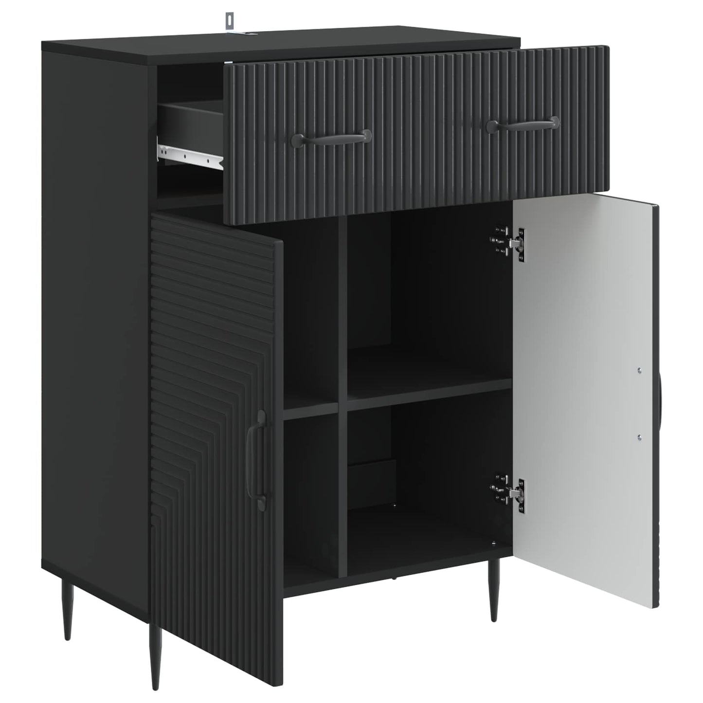 Serviesskap med skuff Svart 66 x 34,5 x 89,5 cm Konstruert tre