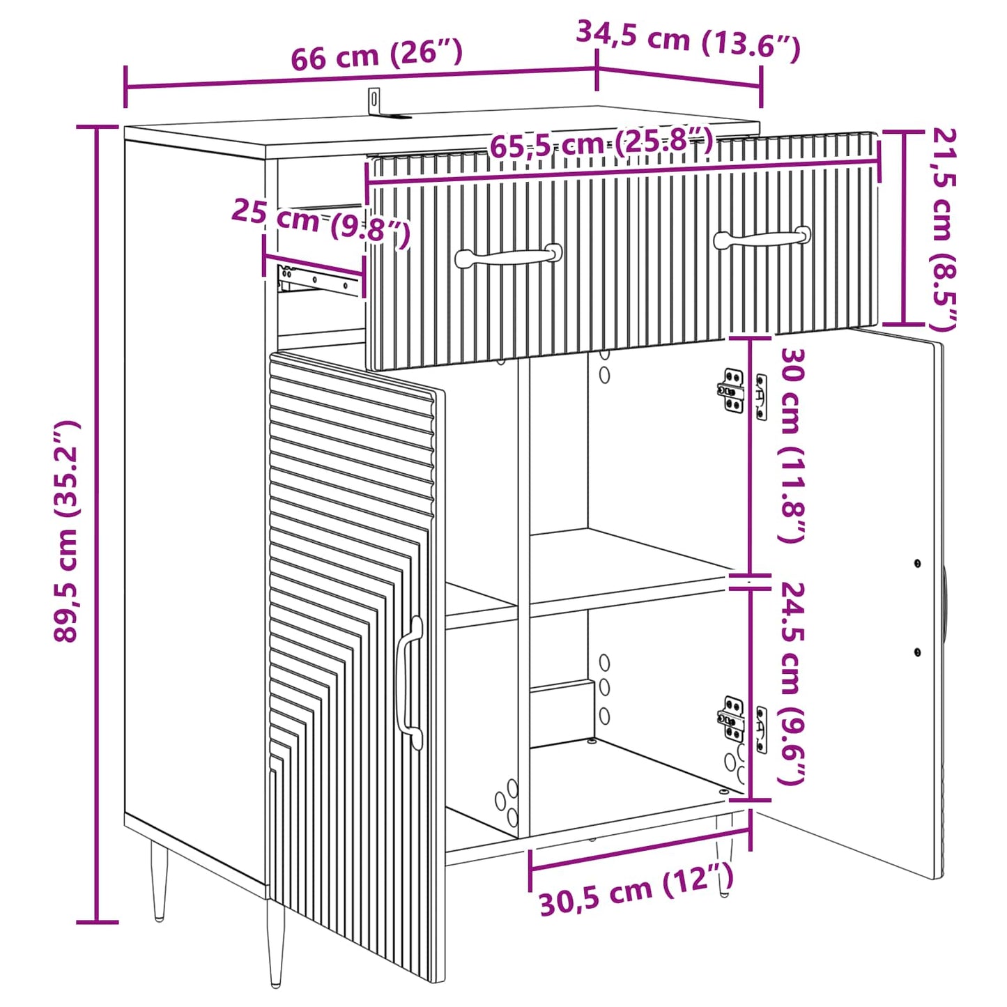 Serviesskap Gammelt tre 66 x 34,5 x 89,5 cm Konstruert tre