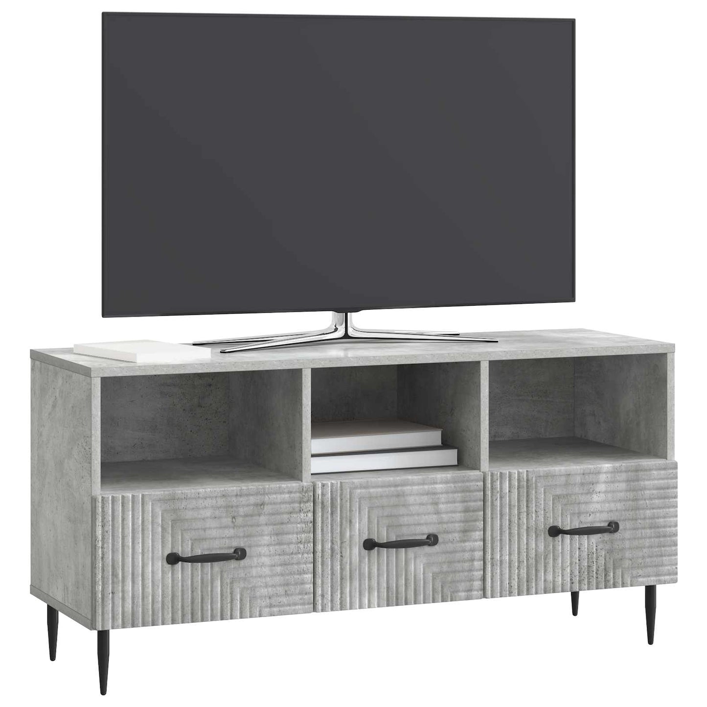 TV-skap med skuff Betonggrå 102 x 34,5 x 50 cm Konstruert tre