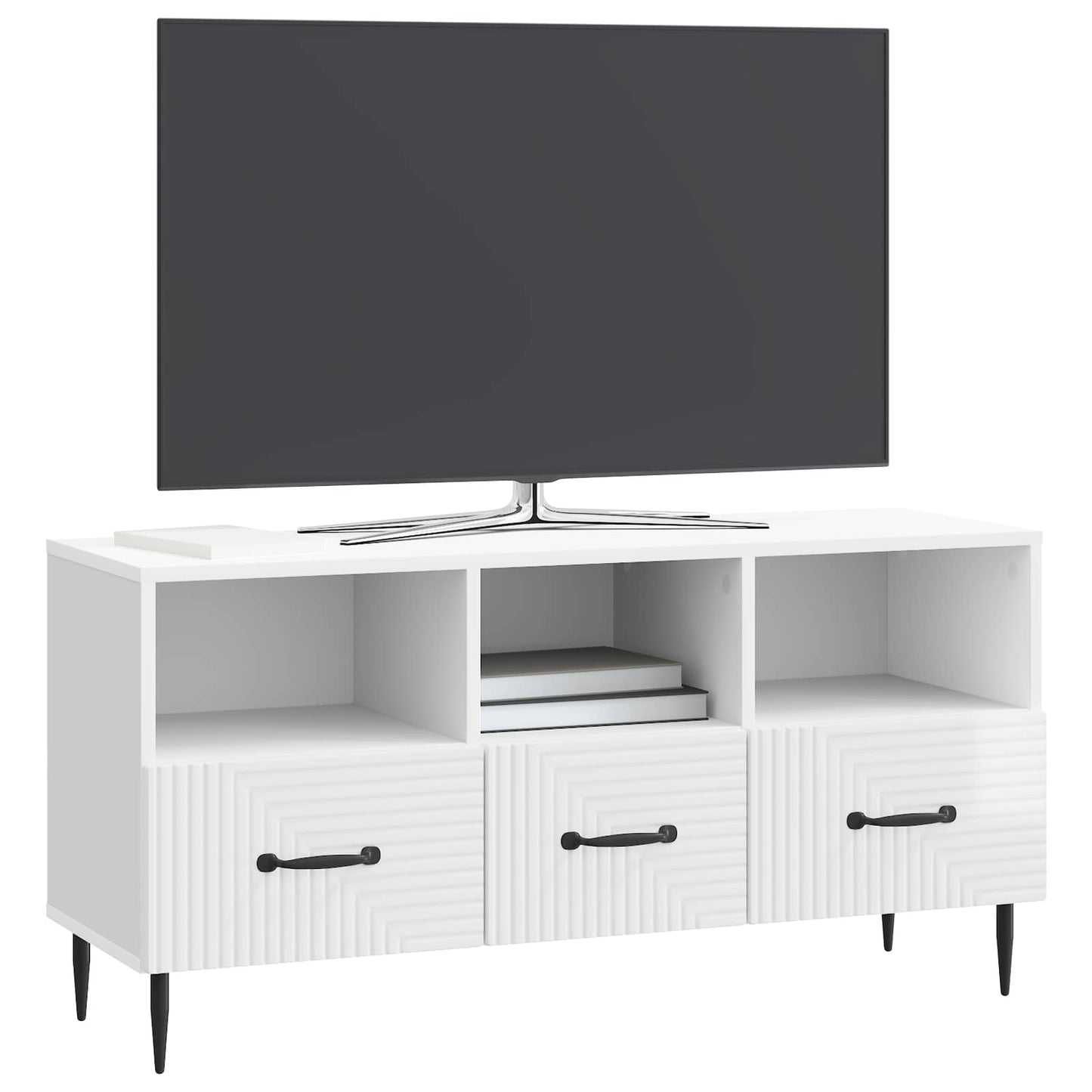 TV-skap Høgglans hvit 102 x 34,5 x 50 cm Konstruert tre