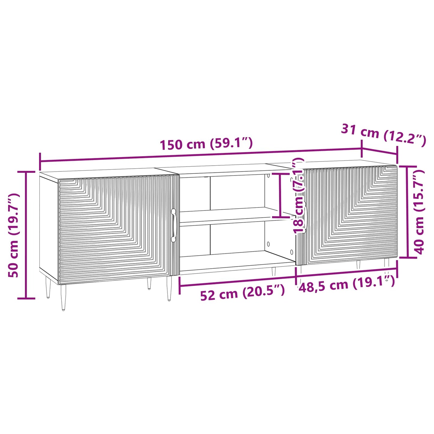 TV-skap Røkt Eik 150 x 31 x 50 cm Konstruert tre