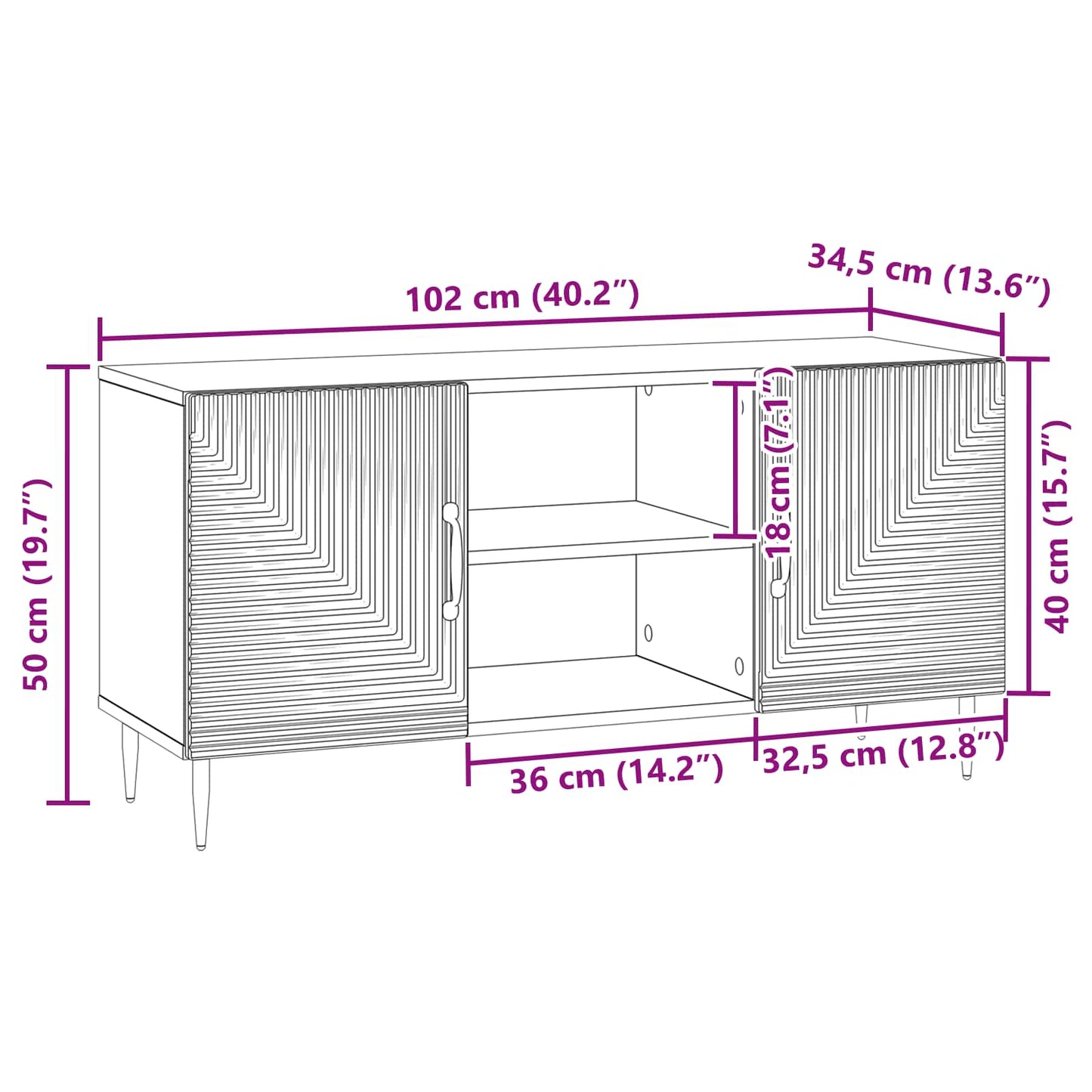 TV-skap Grå sonoma 102 x 34,5 x 50 cm Konstruert tre