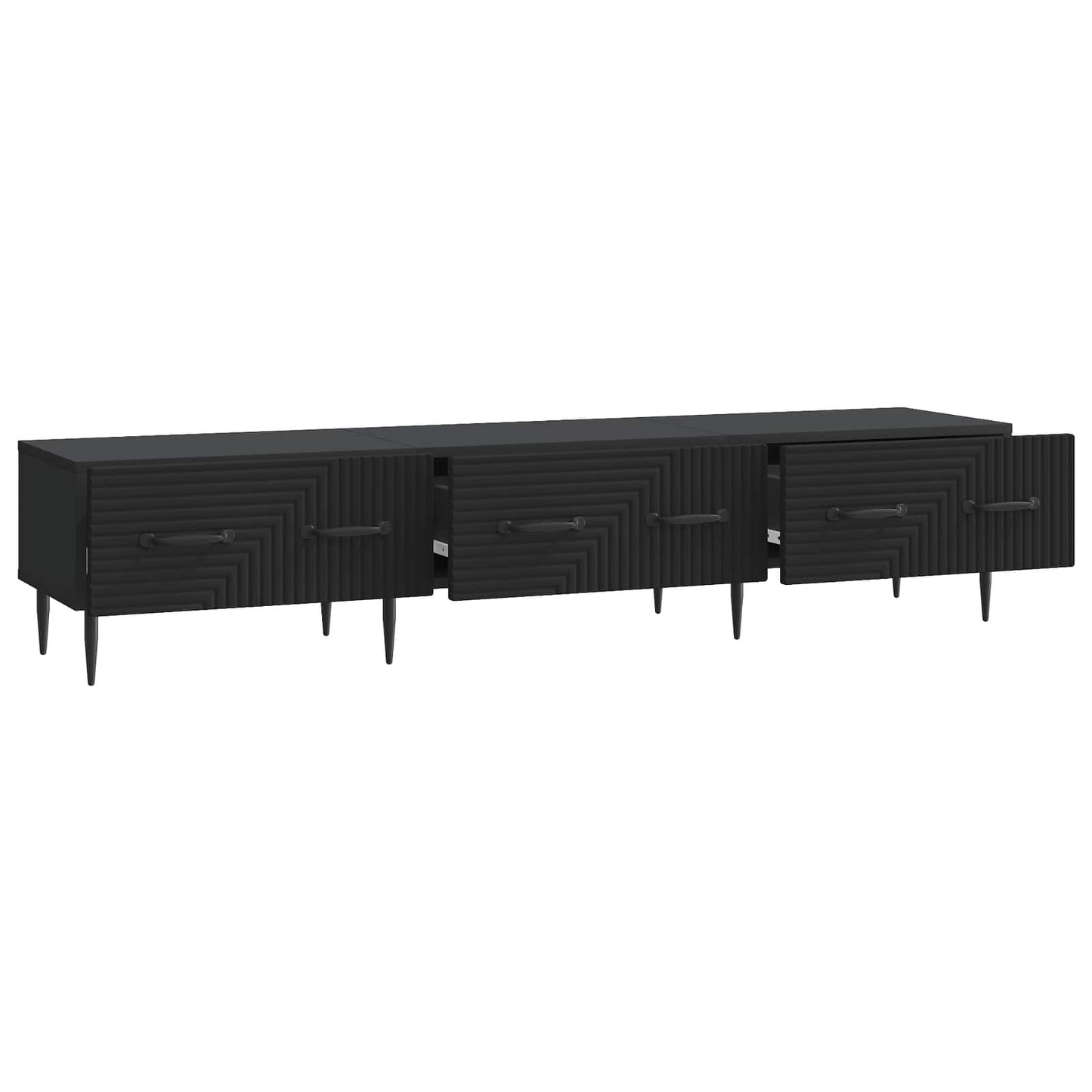 TV-skap med skuff Svart 147 x 34,5 x 30 cm Konstruert tre