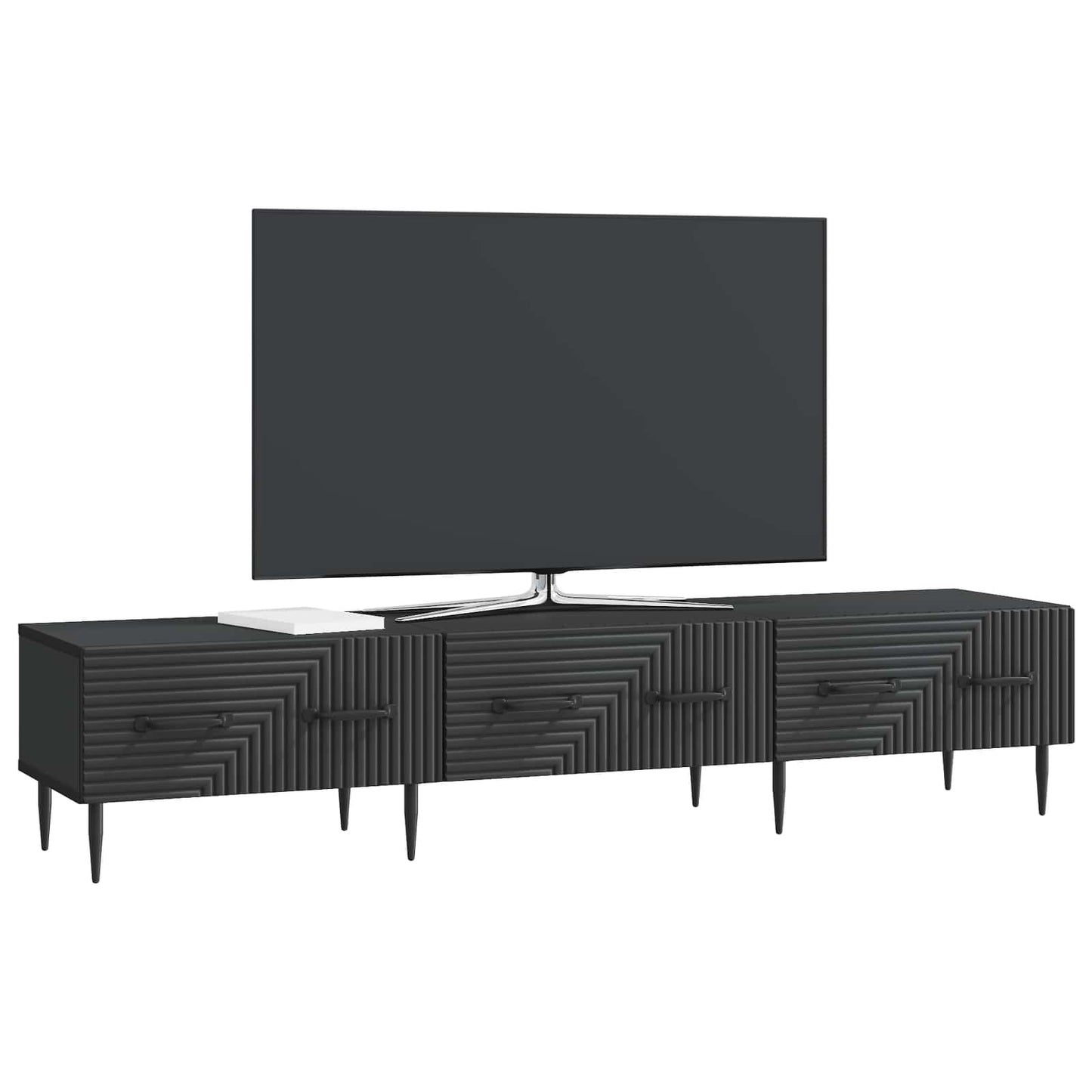 TV-skap med skuff Svart 147 x 34,5 x 30 cm Konstruert tre