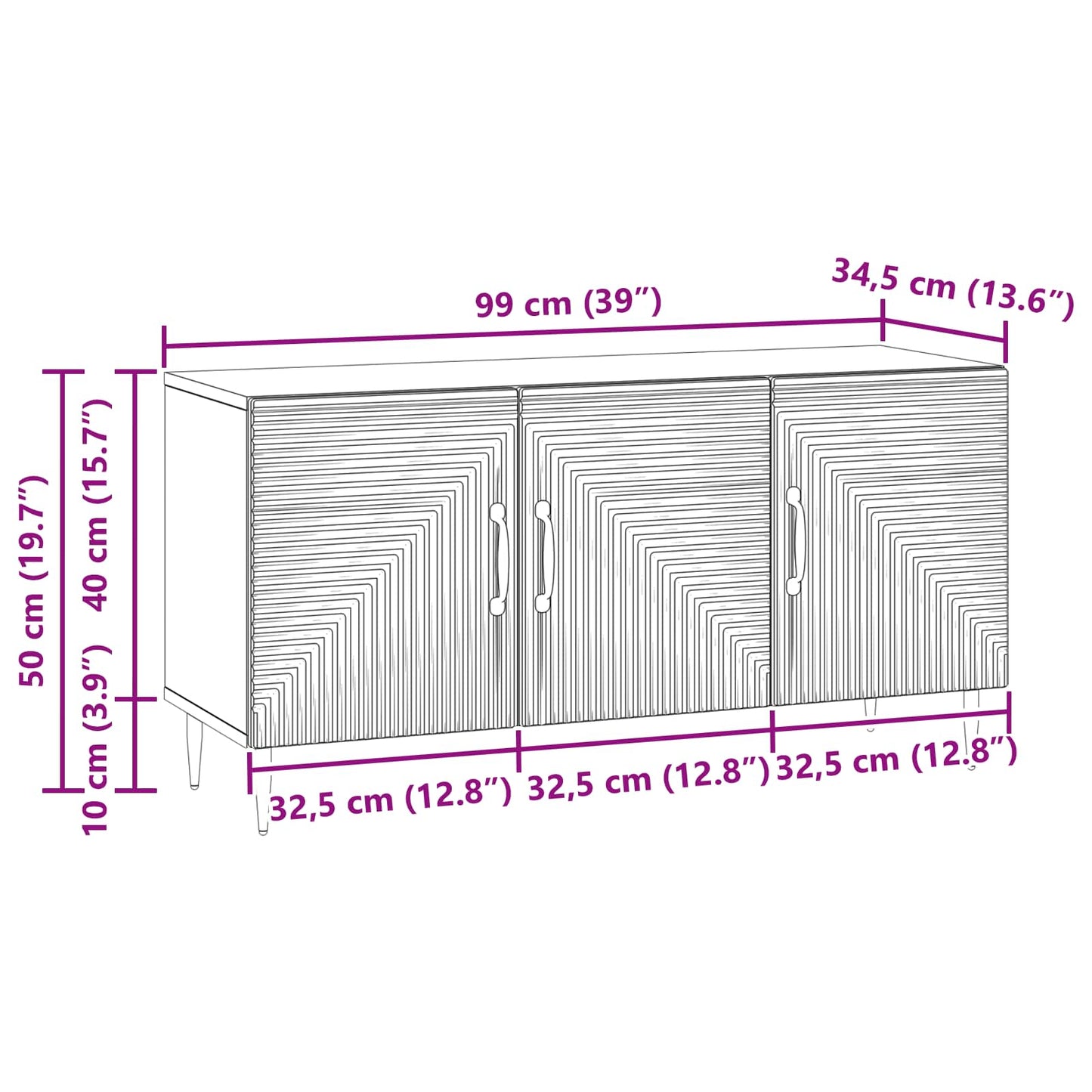 TV-skap Høgglans hvit 99 x 34,5 x 50 cm Konstruert tre