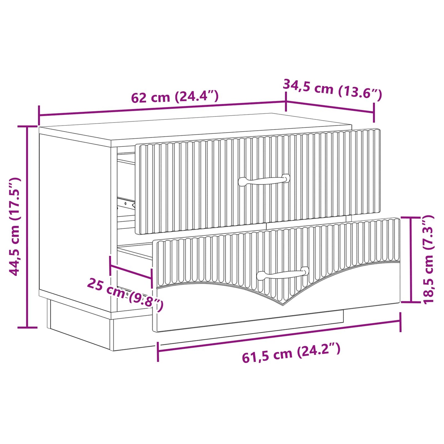 Nattbordskap Betonggrå 62 x 34,5 x 44,5 cm Konstruert tre
