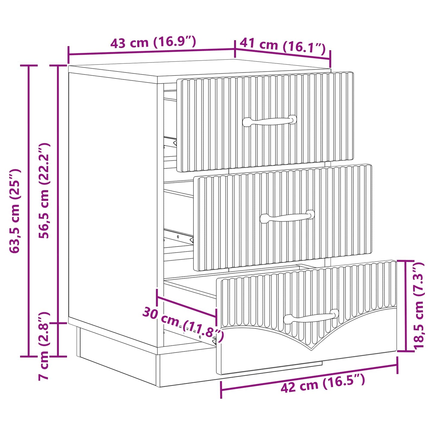 Nattbordskap Betonggrå 43 x 41 x 63,5 cm Konstruert tre