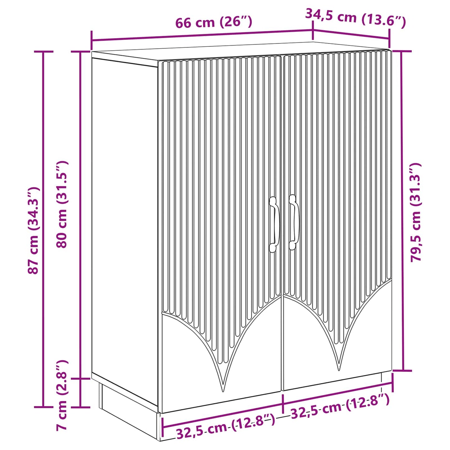 Serviesskap Røkt Eik 66 x 34,5 x 87 cm Konstruert tre