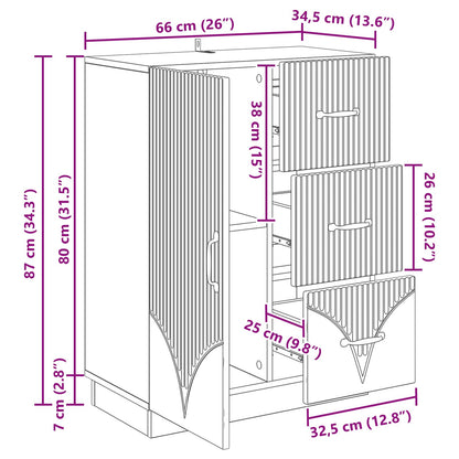Serviesskap Artisan eik 66 x 34,5 x 87 cm Konstruert tre