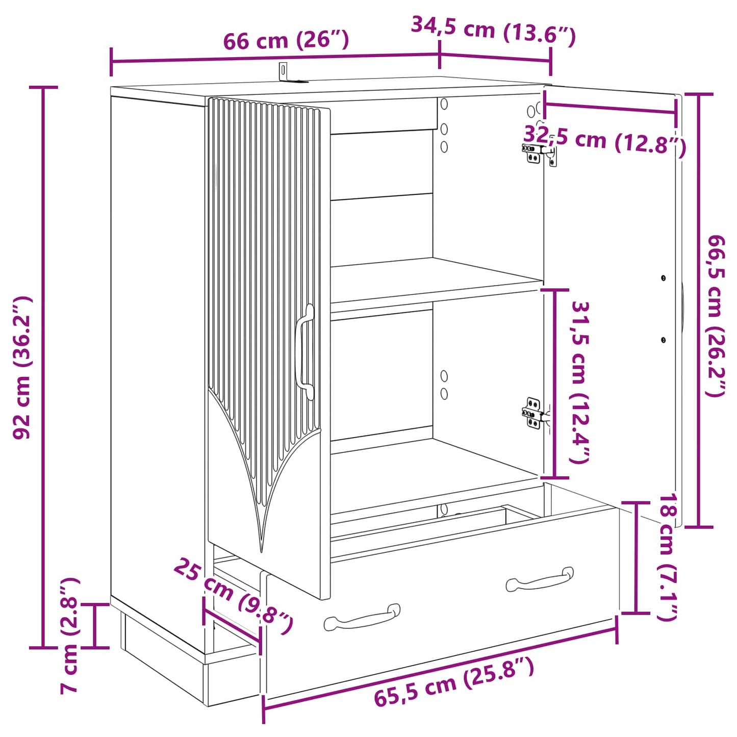 Serviesskap Gammelt tre 66 x 34,5 x 92 cm Konstruert tre