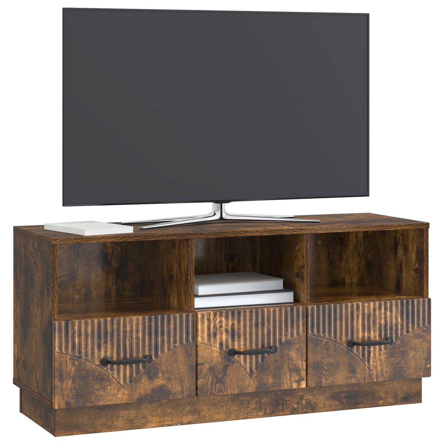 TV-skap med skuff Røkt Eik 102 x 34,5 x 47 cm Konstruert tre