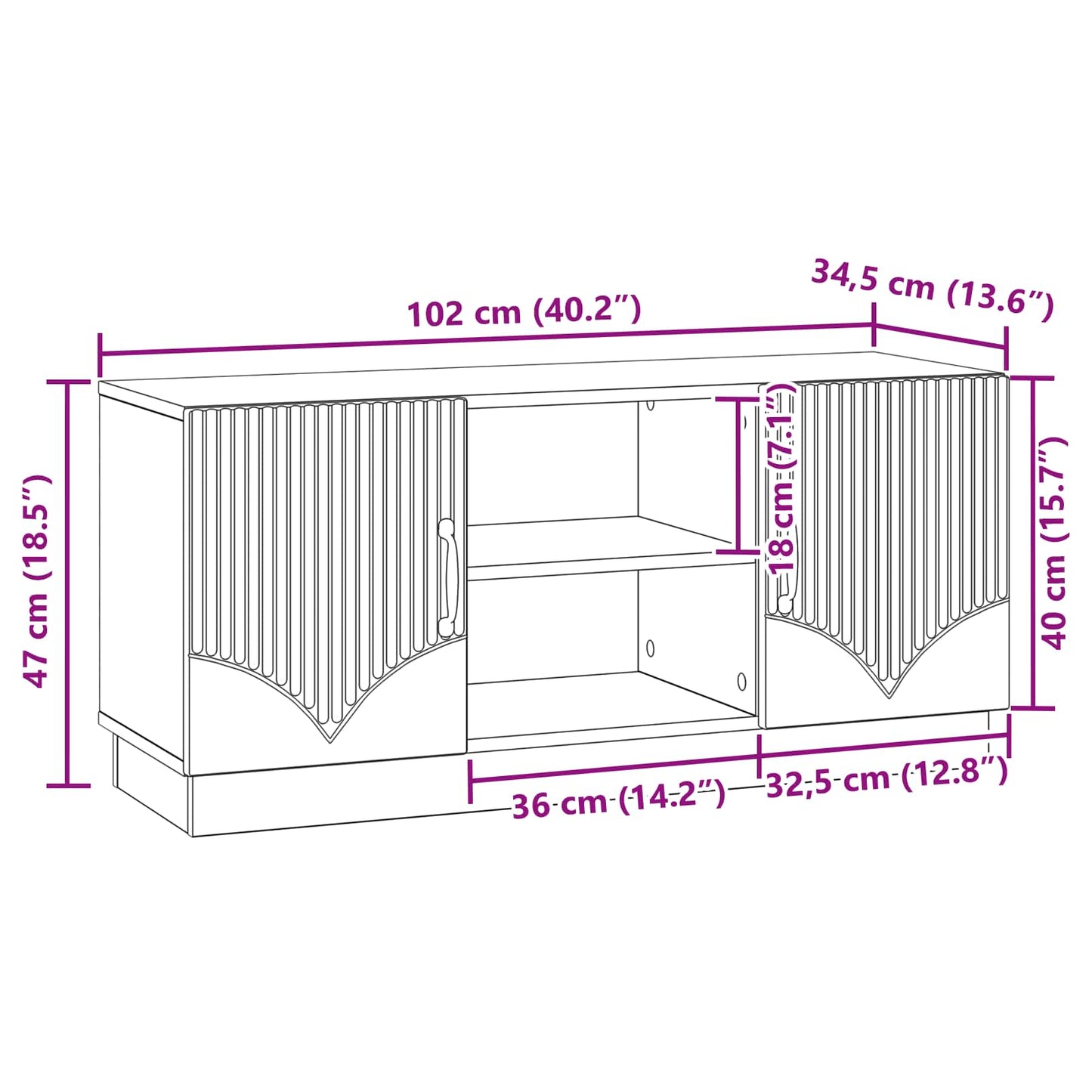 TV-skap Røkt Eik 102 x 34,5 x 47 cm Konstruert tre