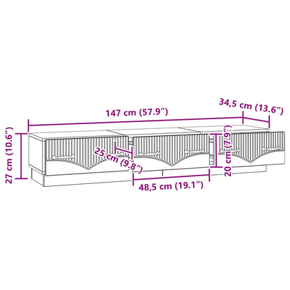TV-skap med skuff Gammelt tre 147 x 34,5 x 27 cm Konstruert tre