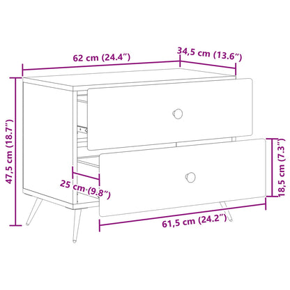 Nattbordskap Røkt Eik 62 x 34,5 x 47,5 cm Konstruert tre