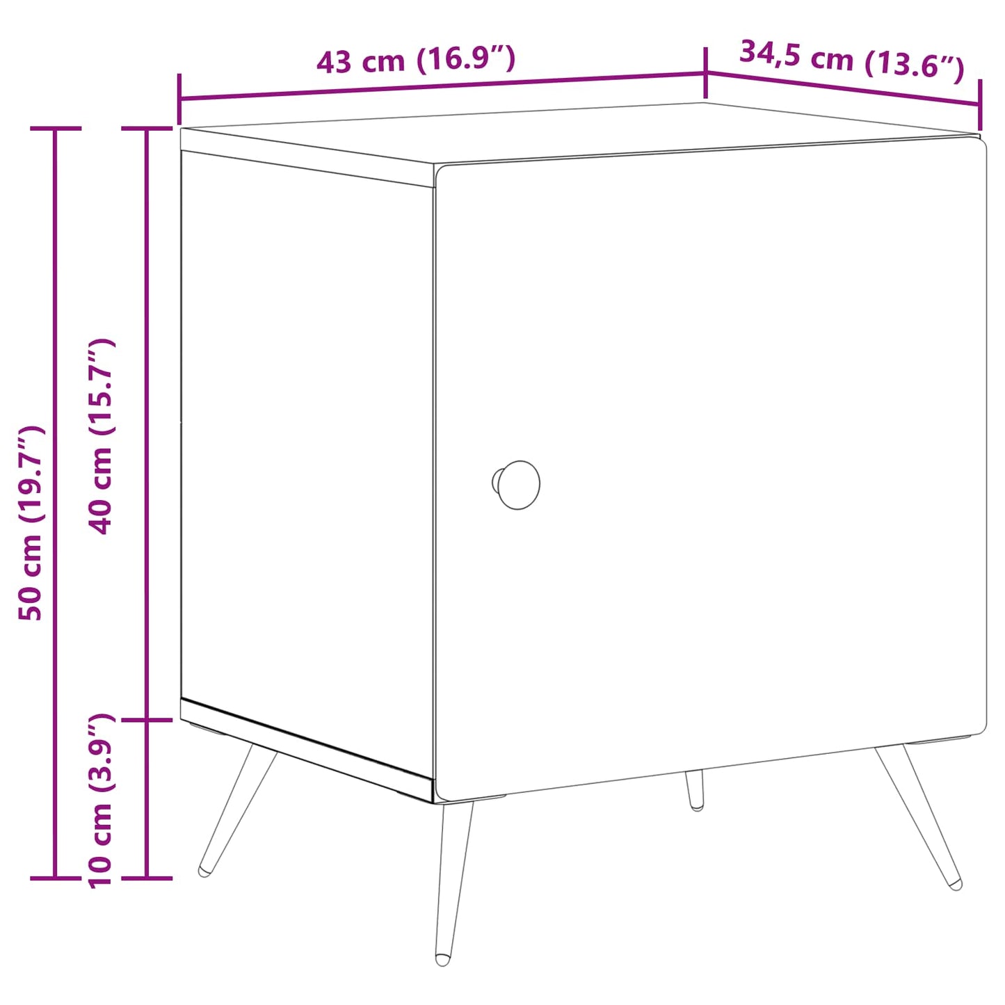 Nattbordskap 2 pcs Sonoma eik 43 x 34,5 x 50 cm Konstruert tre
