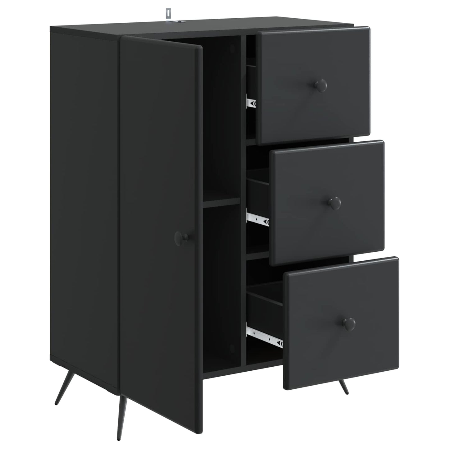 Serviesskap med skuff Svart 66 x 34,5 x 90 cm Konstruert tre