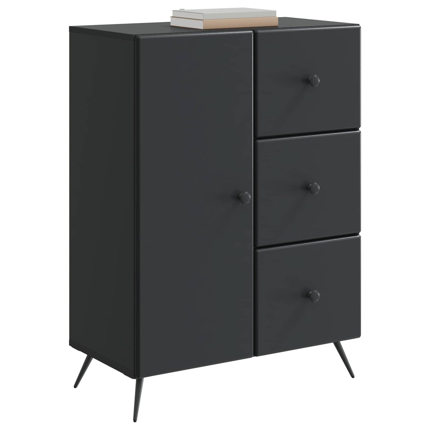 Serviesskap med skuff Svart 66 x 34,5 x 90 cm Konstruert tre