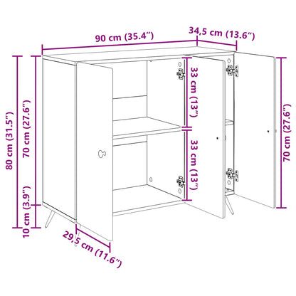 Serviesskap Betonggrå 89 x 34,5 x 80 cm Konstruert tre