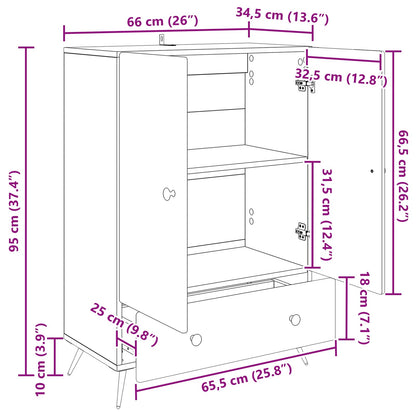 Serviesskap Sonoma eik 66 x 34,5 x 95 cm Konstruert tre