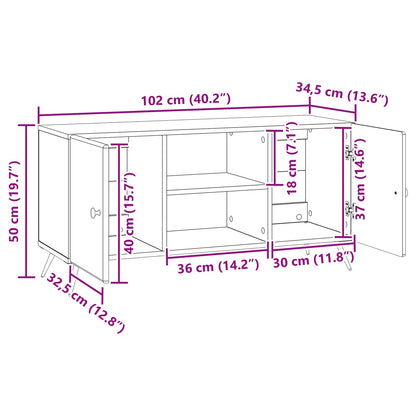 TV-skap Gammelt tre 102 x 34,5 x 50 cm Konstruert tre