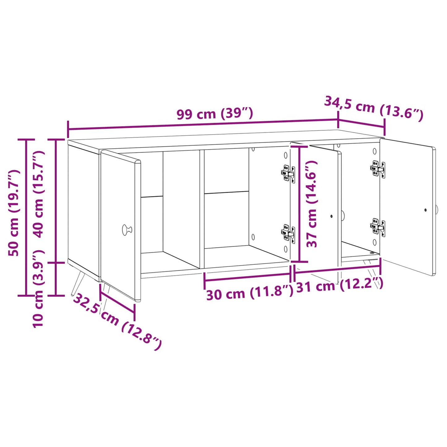 TV-skap Grå sonoma 99 x 34,5 x 50 cm Konstruert tre