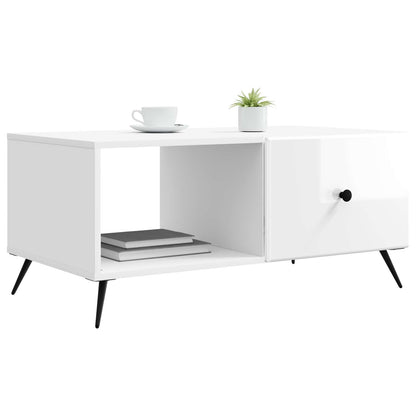 Kaffebord Høgglans hvit 90 x 50 x 40 cm Konstruert tre