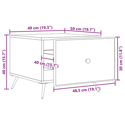 Kaffebord med skuff Betonggrå 49 x 50 x 40 cm Konstruert tre