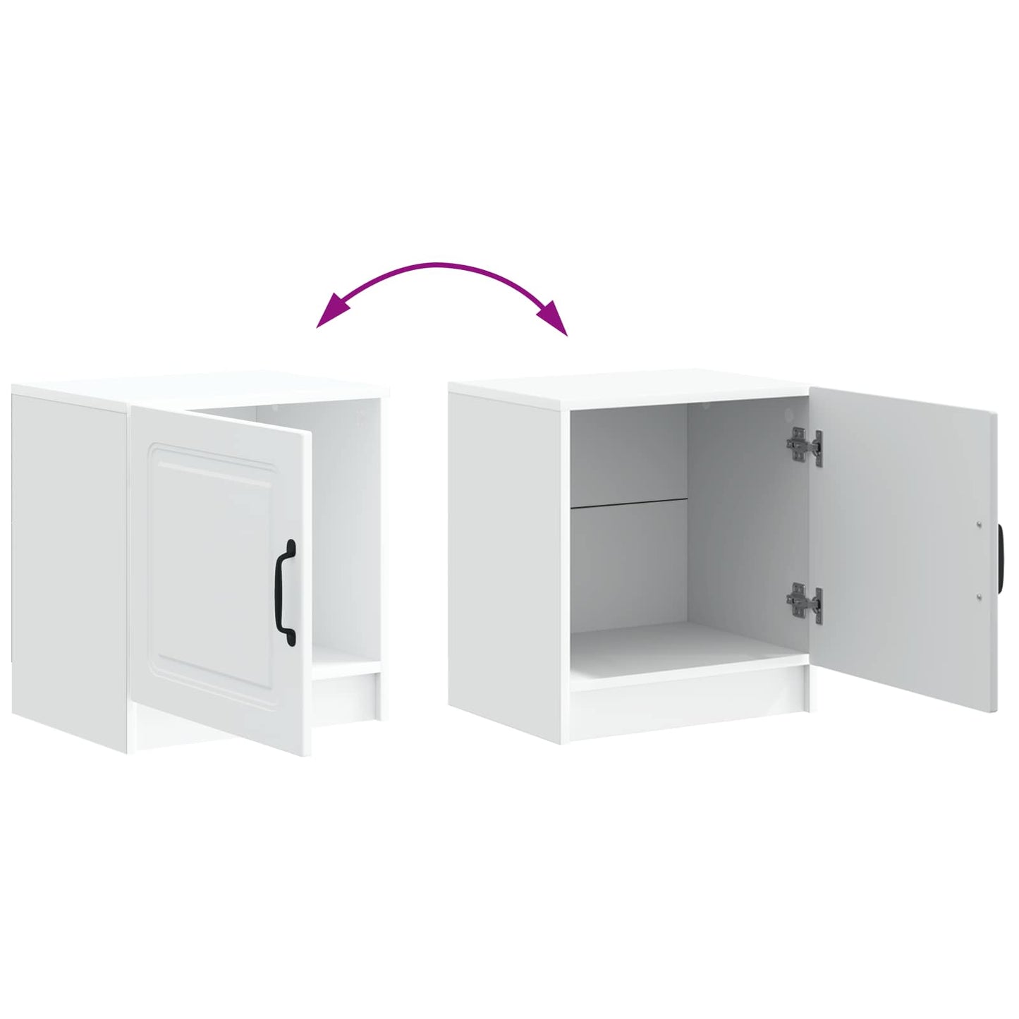 Nattbordskap 2 pcs Hvit 43 x 34,5 x 47 cm Konstruert tre